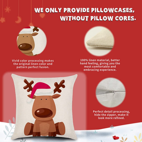 Christmas Pillow Covers , 2021 Newest Double-Sided Christmas Pillowcase,18 x 18 Inches Set of 4 - Xmas Series Cushion Cover Case Pillow Custom Zippered Square Pillowcase (Christmas-B)