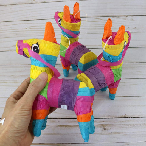 GIFTEXPRESS 6 Pack 4"X7" Mini Donkey Pinata, Little Rainbow Llama Pinata for Birthday, Cinco De Mayo, Fiestas Decorations Party Favors