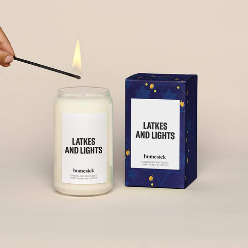 Homesick Premium Scented Candle, Latkes and Lights - Scents of Baked Apple, Butter, Potato, 13.75 oz, 60-80 Hour Burn, Natural Soy Blend Candle Home Decor, Relaxing Aromatherapy Candle