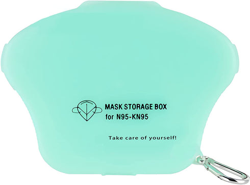 1 Pcs Plastic Masks Case Portable Storage Boxes with Keychain Reusable Case Holder Organizer Face Cover Box with school/Office Blue