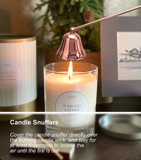 Fumaoln Candle Wick Trimmer Candle Accessory Set, 4 in 1 - Candle Wick Dipper, Wick Trimmer, Candle Snuffer and Plate Tray, Elegant Gifts for Candle & Aromatherapy Lovers - Rose Gold