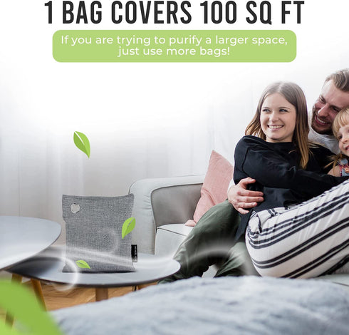 Bamboo Charcoal Air Purifying Bag 4 Pack 200g - Activated Charcoal Bags Odor Absorber and Eliminator - Natural Fresh Home Deodorizer and Air Purifier - Moisture Absorber - Activated Bamboo Freshener for Closet and Pet