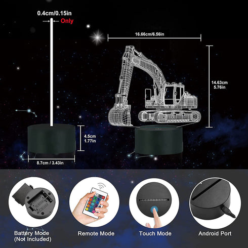 Ammonite Excavator 3D Lamp for Kids, LED Optical Illusion Night Light with Remote Control and Timing Function as Christmas Birthday Gifts Ideas for Boys Kids Teen