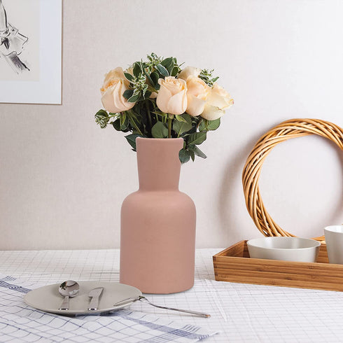 Ceramic Vase Set of 2, White Vase for Flowers, Modern Farmhouse, Rustic Home Decor, Vases for Pampas Grass, Dried Flowers, Table Decor, Bookshelf, Mantle, Entryway, Finish Faux Floral Vase