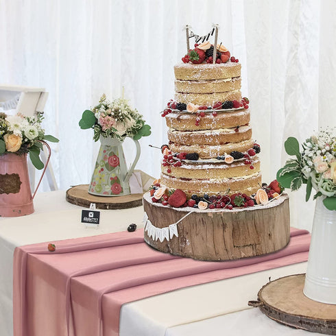 Netany 4PCS Dusty Rose Chiffon Table Runner 29x120 Inches, Romantic Sheer Fabric for Wedding Decorations, Baby Shower and Birthday Party Cake Table Decorations