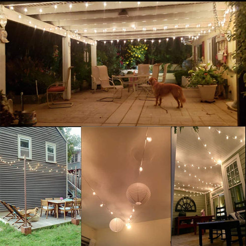 25Ft String Lights, G40 Outdoor Patio String Lights with 27 Clear Globe Edison Bulbs (2 Spare), Globe String Lights for Indoor/Outdoor Commercial Decor, 25 Hanging Sockets, 5 Watt/E12 Base- White Wire