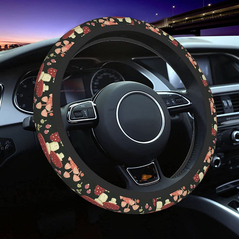 Mushroom Steering Wheel Cover for Women & Men,Universal 15 Inches Anti Slip Neoprene Cute Steering Wheel Cover Car Accessories Protective Case Fit Auto SUV Sedan Vans Trucks