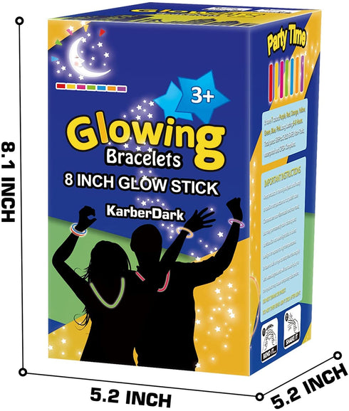 KarberDark Glowstick, (609 Pcs Total) 240 Glow Sticks Bulk 7 Colour and Connectors for Caps Bracelets Necklaces Balls Eyeglasses and More, Light up Toy Glow in The Dark Stick for Kid Party Birthday