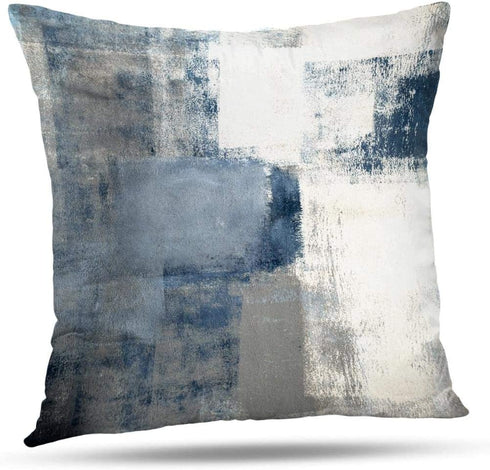 Alricc Set of 2 Grey Throw Pillow Covers Blue and Grey Art Decorative Cushion Cover for Home Bedroom Sofa Living Room 16X16 Inches