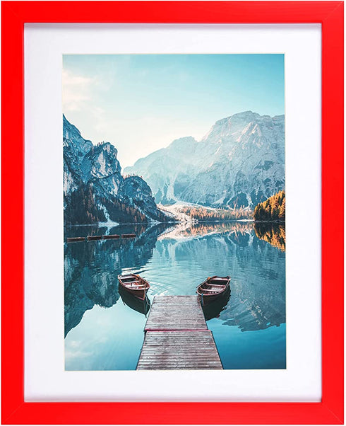 11x14 Picture Frames Red Display Picture Frame A4 Solid Wood with Mat Wooden Photo Frame for Wall Hanging or Table Top Home Decoration-11x14 Red(1 Pack)
