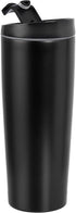 Amazon Basics Stainless Steel Tumbler with Flip Lid, Vacuum Insulated 30-Ounce, 2-Pack, Black