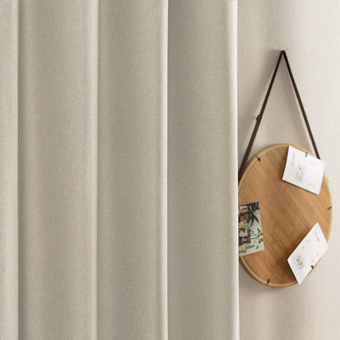 jinchan Linen Textured 72 inch Long Room Darkening Greyish Beige Curtains for Bedroom Light Reducing & Thermal Insulating Curtain Panel One Panel
