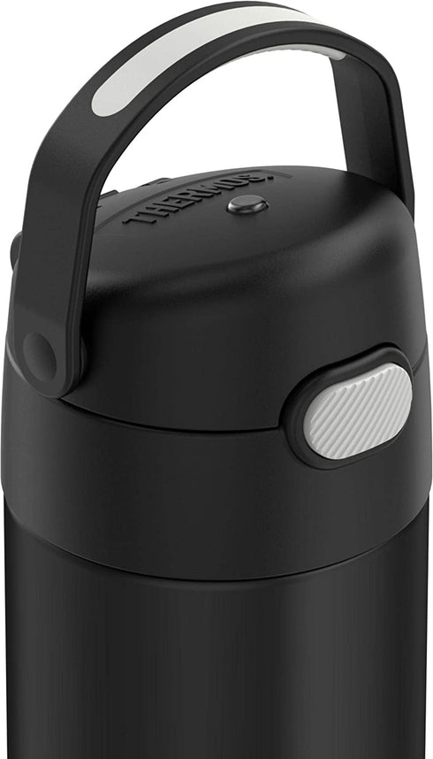 THERMOS FUNTAINER 16 Ounce Stainless Steel Vacuum Insulated Bottle with Wide Spout Lid, Black Matte