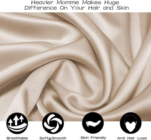 Adubor Silk Pillowcase for Hair and Skin 23 Momme 100% Mulberry Silk Pillow Covers Standard Size with Hidden Zipper Soft Breathable Both Sides Pure Silk, Beige, 20x26inch, Standard Size, 1Pack