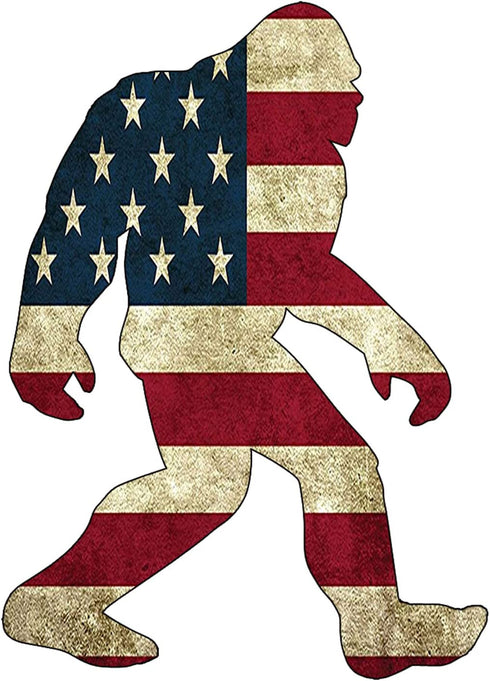 USA Flag Bigfoot Sasquatch Sticker Bumper Car Decal Gift Patriotic American United States