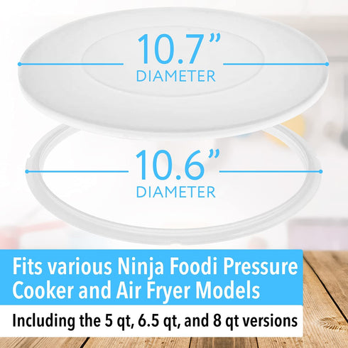 Impresa Two Pack of Gaskets plus 1 Bonus Lid fits Ninja Foodi 5 Quart, 6.5 Quart, & 8 Quart - Impresa Lid fits Ninja Foodi Cover for Inner Pot - Impresa Gasket intended for Ninja Foodi Seal Rings, Food Safe No BPA Silicone