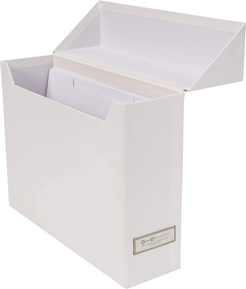 Bigso Lovisa Fiberboard Label Frame 12 File Storage Box, 9.4 x 3.7 x 13 in, White