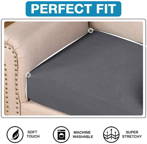 High Stretch Seat Cushion Cover Sofa Cushion Furniture Protector for Sofa Seat Sofa Slipcover Sofa Cover Soft Flexibility with Elastic Bottom (2 Pieces Medium Cushion Covers, Charcoal Gray)