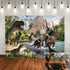 Jurassic Dinosaur Party Decoration Backdrop Photography Dinosaur Kingdom Children Birthday Party Banner Jungle Safari Animals Baby Shower Photo Background 5x3ft Cake Table Photo Booth Vinyl