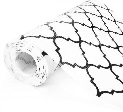 Glotoch Shelf Liner 12" x 20 ft- Non Adhesive Refrigerator, Kitchen, Drawer Liners, Waterproof and Durable Fridge Table Place Mats for Cupboard, Cabinet, Drawer Liner, Quatrefoil White