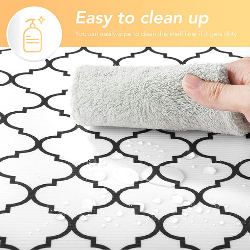 Glotoch Shelf Liner 12" x 20 ft- Non Adhesive Refrigerator, Kitchen, Drawer Liners, Waterproof and Durable Fridge Table Place Mats for Cupboard, Cabinet, Drawer Liner, Quatrefoil White