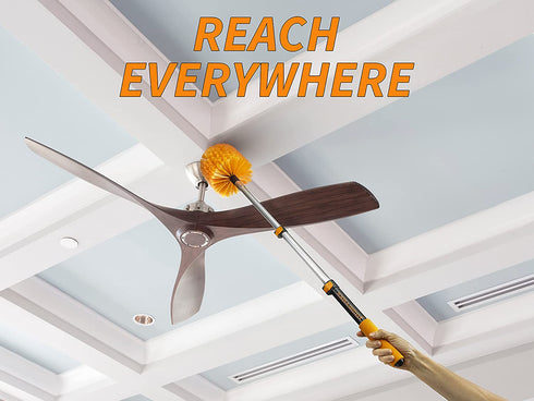 1.5-to-4 ft Cobweb Duster with Extension Pole // 10+ Foot Reach Spider Web Cleaner Cobweb Brush for Outdoor & Indoor Web Cleaning // Lightweight & Sturdy Telescopic Pole // The Ultimate Dusting Kit