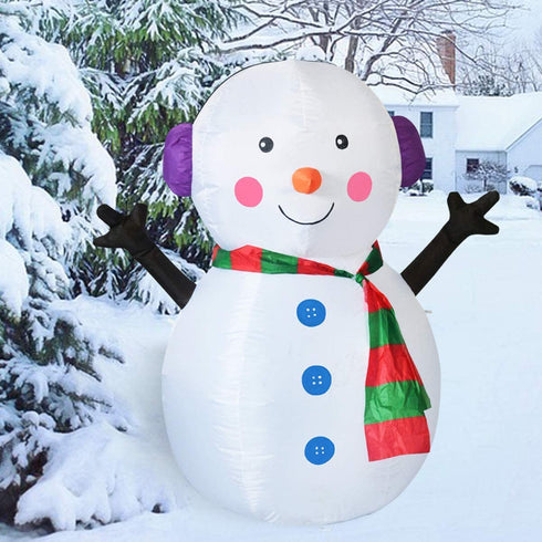 GOOSH 4 FT Christmas Inflatable Outdoor Cute Snowman, Blow Up Yard Decoration Clearance with LED Lights Built-in for Holiday/Party/Xmas/Yard/Garden