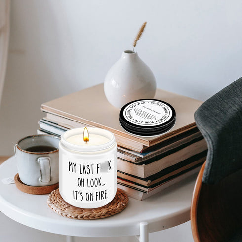 Funny Lavender Scented Candle Gifts for Women Men, My Last Fuck Candles, Best Friend Christmas Valentines Day Birthday Gag Gifts for Women Him Boyfriend Her Girlfriend Husband Friends Coworker
