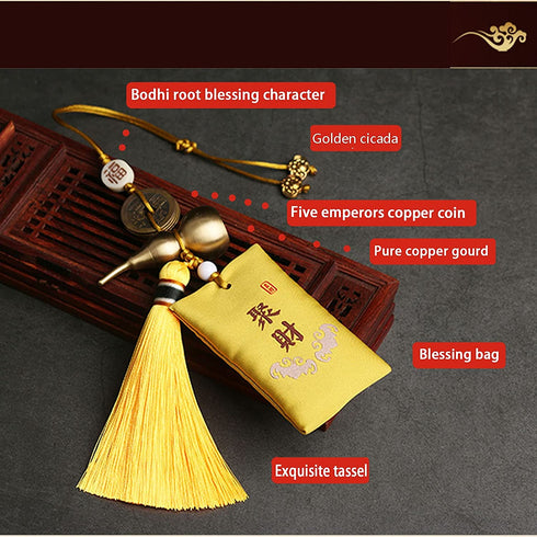 WASHAI Chinese Coins Feng Shui Car Rearview Mirror Accessories, Take It with You The Good Luck Will be with You