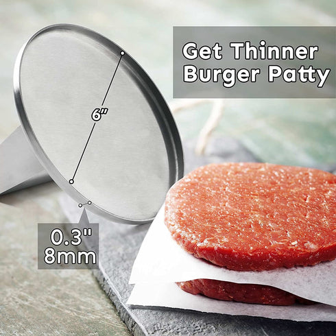 HULISEN Burger Press Hamburger Patty Maker, Stainless Steel Hamburger Press, 6 Inch Round Burger Smasher, Non Stick Grill Press for BBQ Flat Top Griddle Cooking, Griddle Accessories Kit, Gift Package