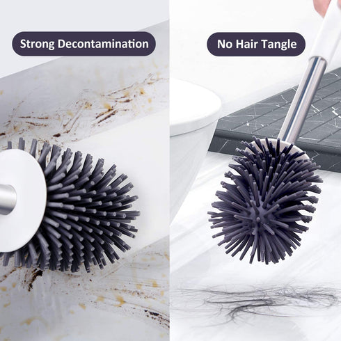 BOOMJOY Toilet Brush, Wall Mounted Toilet Bowl Brush with Holder for Bathroom, Soft Silicone Bristle, 2Pack