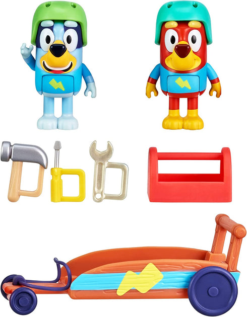 Bluey Vehicle and Figures Pack, Rusty & Bluey's Go-Kart, 2.5-3 inch Figures and Accessories