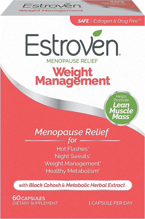 Estroven Weight Management for Menopause Relief, Helps Reduce Hot Flashes and Night Sweats, Helps Manage Weight, 60 Count