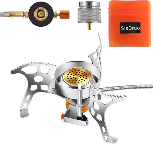 SisDruo Portable Backpacking Stoves 3900W Copper Core Camping Stove with Piezo Ignition Wind-Resistance Ultralight for Outdoor Travel Hiking Cooking (style 2)