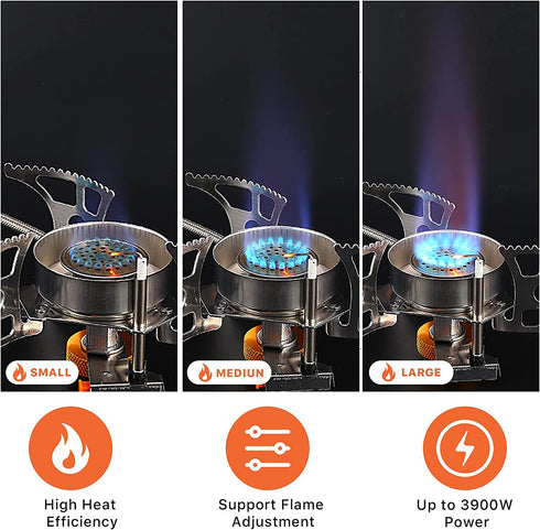 SisDruo Portable Backpacking Stoves 3900W Copper Core Camping Stove with Piezo Ignition Wind-Resistance Ultralight for Outdoor Travel Hiking Cooking (style 2)