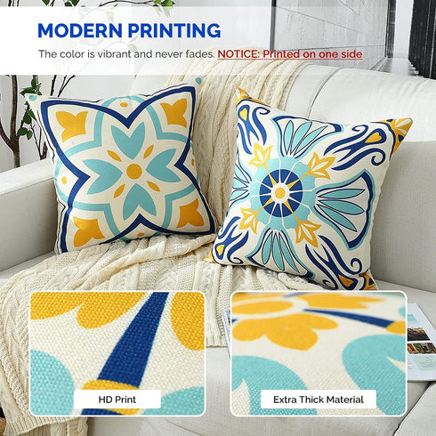 Cirzone Outdoor Throw Pillow Covers Waterproof Pillow Covers Decorations Throw Pillow Covers Decorative Throw Pillow Covers Boho Pillow Covers 18x18 Set of 4 for Patio, Garden, Balcony