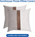 HOMFINE Farmhouse Throw Pillow Covers 18 x 18 - Decorative Accent Pillow Cover Set of 2 , Modern Decor Stripe Faux Leather Patchwork Square Cushion Pillow Case for Couch Sofa, Grey