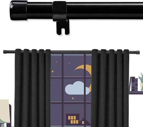 Black Curtain Rods for Windows 28 to 86 Inch - 1 Inch Small Curtain Rod with Window Treatment Hardware - Easy Instal Simple Outdoor Curtain Rod for Patio Door Bedroom