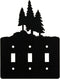 3 Pine Trees Triple Toggle Light Switch Wall Plate (Triple Toggle, Black)