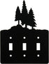 3 Pine Trees Triple Toggle Light Switch Wall Plate (Triple Toggle, Black)