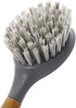 Full Circle Tenacious C Cast Iron Brush and Scraper with Bamboo Handle Skillet Scrubber with Tough Nylon Bristles, Grey, One Size, Gray