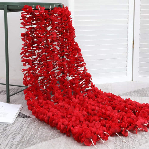 Hawesome 33Ft Artificial Flowers Red Hydrangea Garlands Silk Wisteria Vines Home Decor Party Wedding Garden Decoration Pack of 10 (Red)