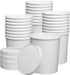 32 oz. Paper Food Containers With Vented Lids, To Go Hot Soup Bowls, Disposable Ice Cream Cups, White - 25 Sets