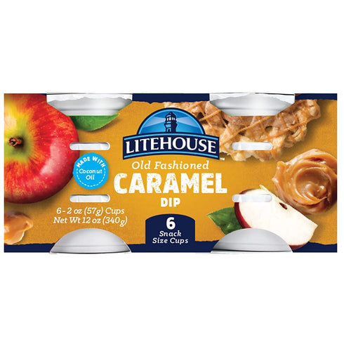 Litehouse Original Caramel Dip - Individual Caramel Dip for Apples, Caramel Sauce for Desserts, Caramel Dipping Cups, Caramel Snack Dip, Caramel Apple Dip, Gluten-Free, Vegetarian - 12 Ounce, 6 Pack