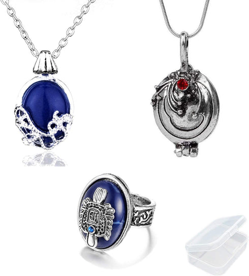 PPX Daywalking Katherine Necklace Pendant Charm Necklace-Royal Blue and Vampire Diaries Daylight Walking Signet Damon's Ring for Fans, with Transparent Box