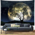 Galoker Moon Tapestry Galaxy Tapestry Tree Tapestry Starry Sky Tapestry Mystic Psychedelic Art Tapestry Wall Hanging for Home Decor(H59.1—W78.7 inches)