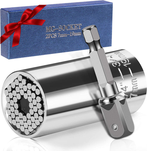 Universal Socket Tools - 7-19mm Multi Function Universal Hand Tools Socket Wrench,Power Drill Adapter Socket DIY Tool,Best Gifts Tools for Men Women, Father's Day Gift Birthday Gift