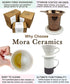 Mora Ceramics Tea Cup with Loose Leaf Infuser, Spoon and Lid, 12 oz, Microwave and Dishwasher Safe Coffee Mug - Rustic Matte Ceramic Glaze, Modern Herbal Tea Strainer - Great Gift for Women, Limestone