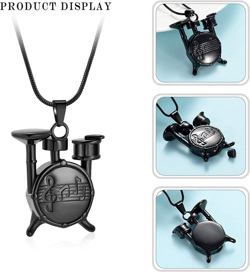mingkejw Cremation Jewelry Drum kit Set Music Urn Necklace for Ashes for Women Men Memorial Keepsake Human Ashes Pnedant