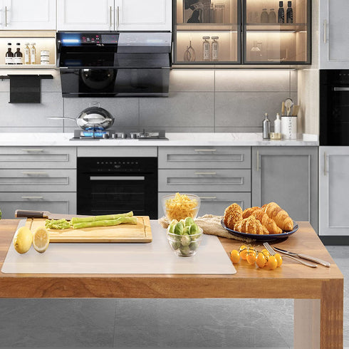 Ewen 31.6x23.5 Inches XX Large Heat Resistant Silicone Place Mat for Kitchen Counter, 2MM Extra Thick Countertop Protector, Silicone Hot Mat, Table Top Protection, Non-Slip Washable, White Translucent